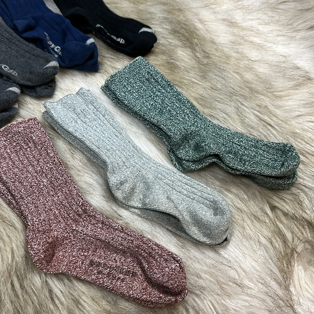 Baby Gap Kids Ribbed Crew Socks 7 Pair Lot Size 4-5 Unisex